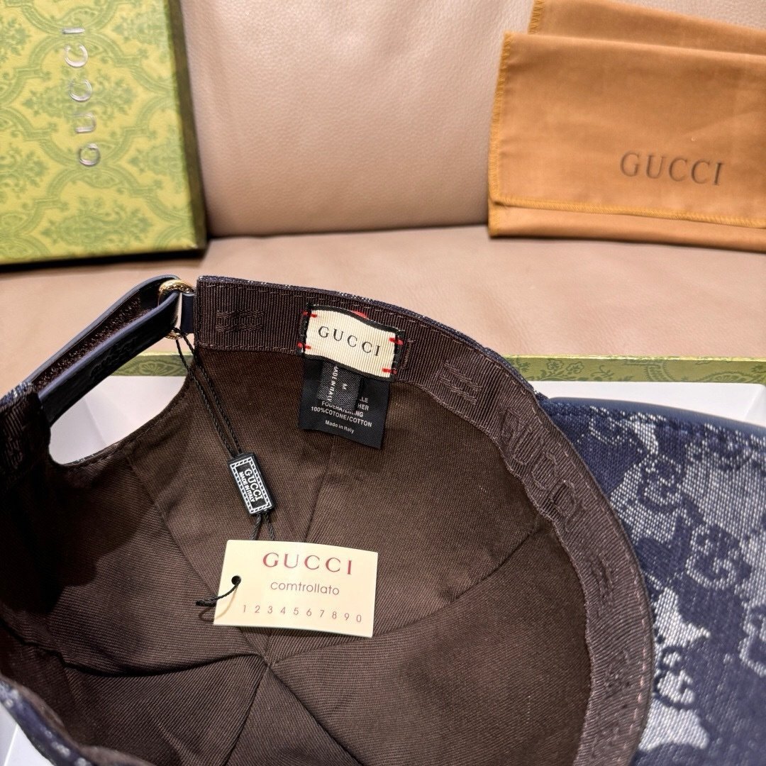 Gucci GG Denim Baseball Cap With Web Dark Blue - Afbeelding 6