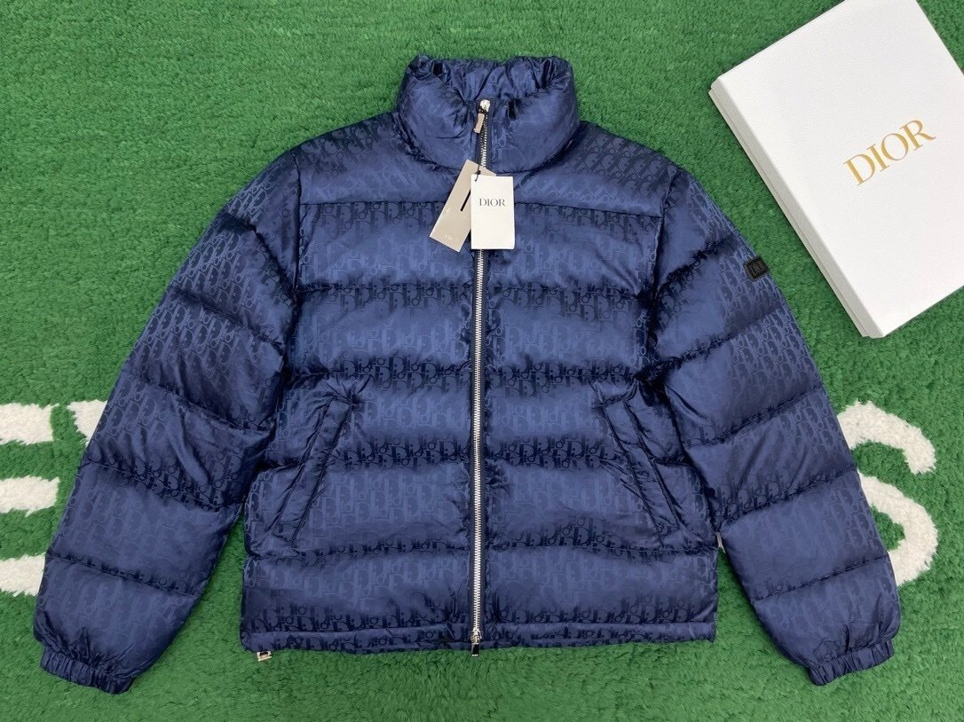 Dior Oblique Down Jacket Navy Blue Technical Jacquard - Afbeelding 2