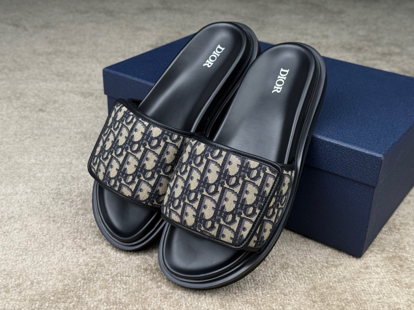 Dior Aqua Sandal Beige Leather Oblique Jacquard - Afbeelding 4