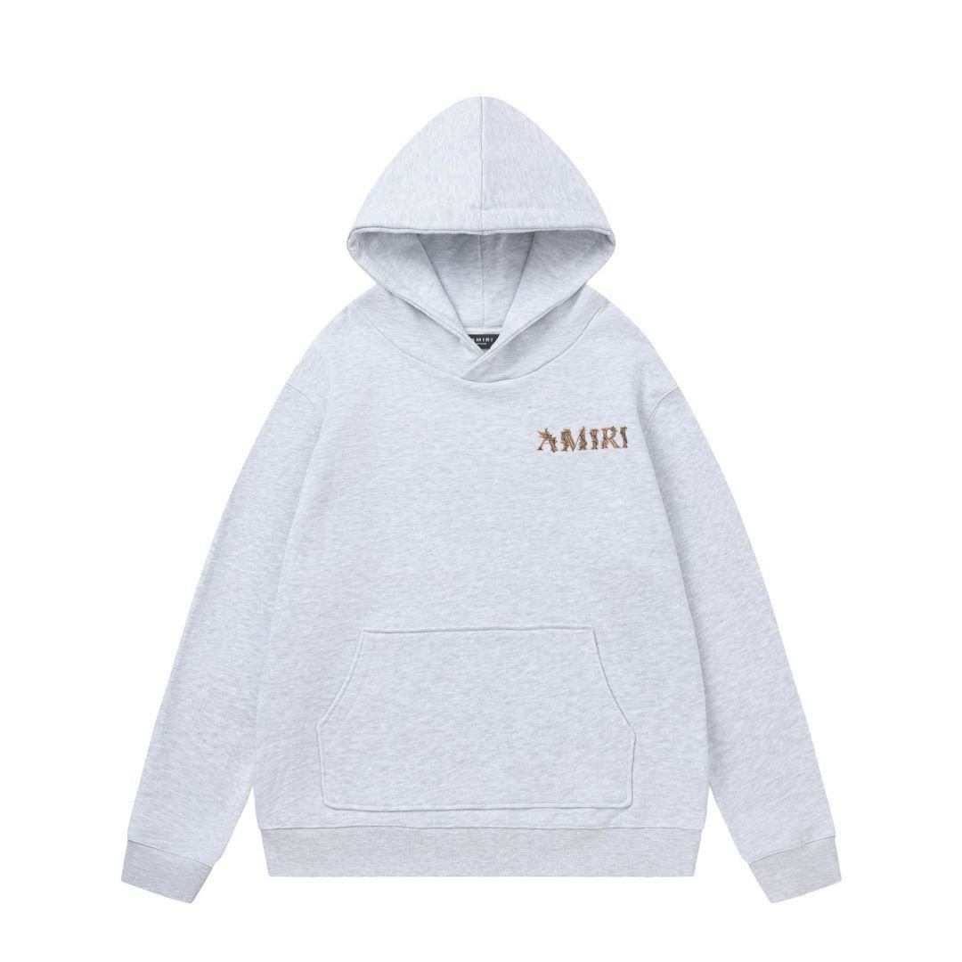 Amiri Baroque Logo Hoodie In Grey