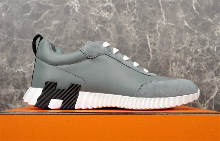 Hermes Bouncing Sneaker Grey Leather Black - Afbeelding 2