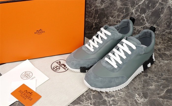 Hermes Bouncing Sneaker Grey Leather Black - Afbeelding 3