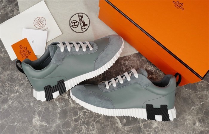 Hermes Bouncing Sneaker Grey Leather Black - Afbeelding 4