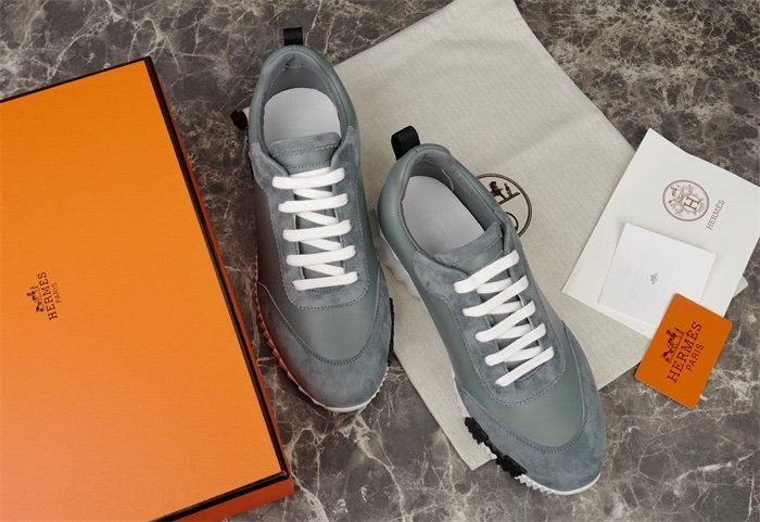 Hermes Bouncing Sneaker Grey Leather Black - Afbeelding 5