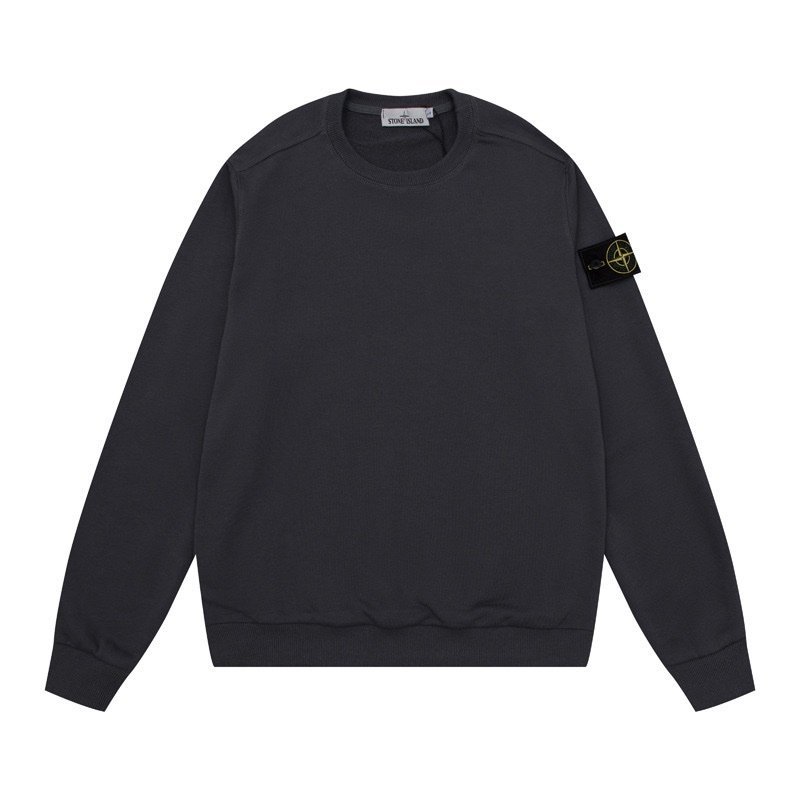 Stone Island Logo Sweater In Dark Grey