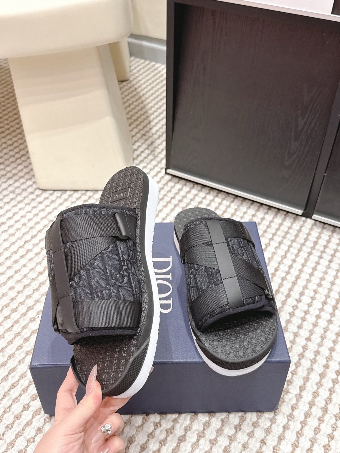 Dior Alpha Sandal Black/White Oblique Jacquard - Afbeelding 4