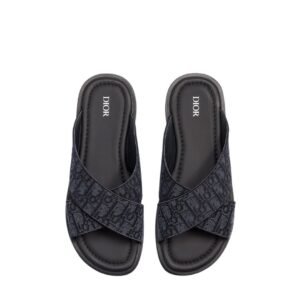 Dior Alias Sandal Black Leather Oblique Jacquard