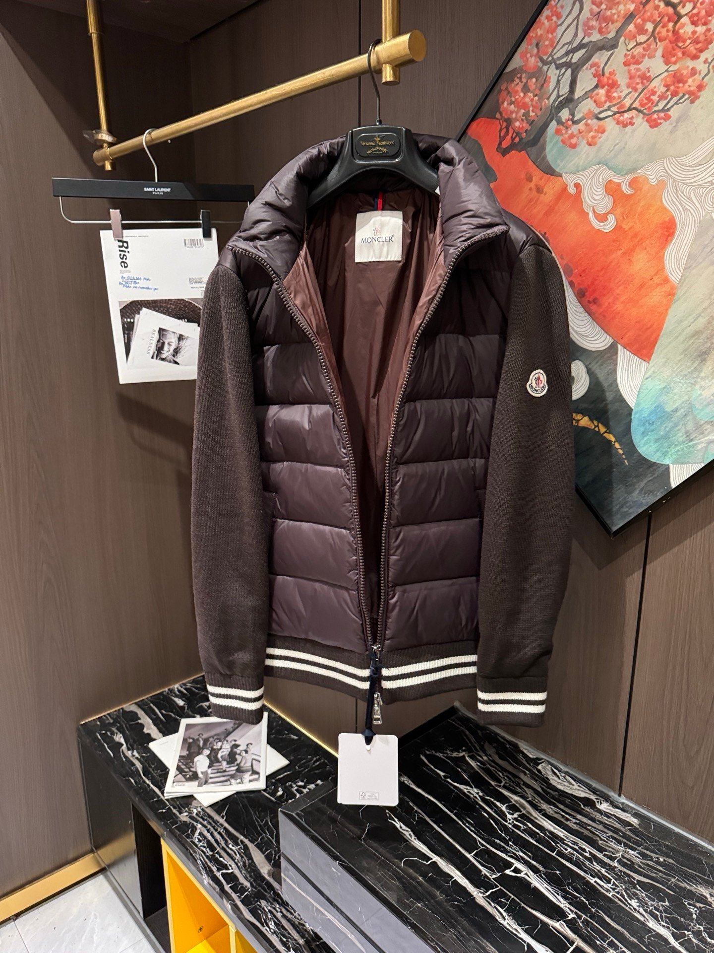 Moncler Padded Cotton Cardigan In Brown - Afbeelding 2