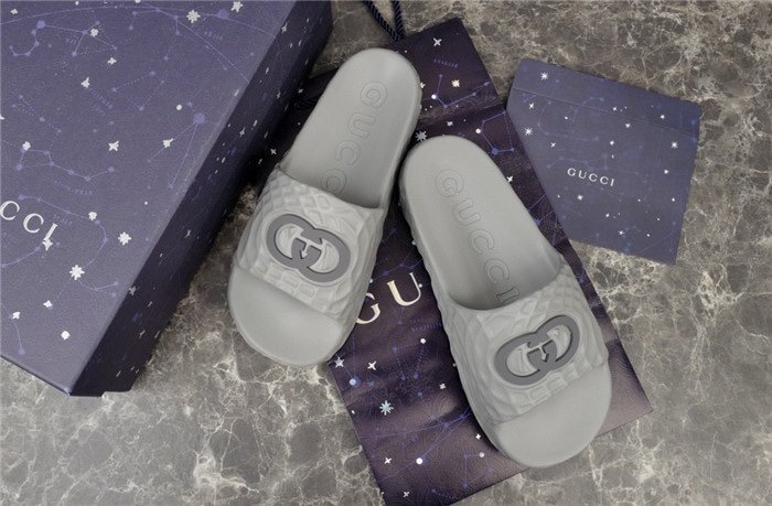 Gucci Interlocking G Ripple Sole Slide Grey - Afbeelding 4