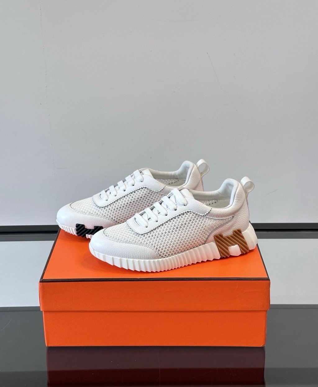 Hermes Bouncing Sneaker White Brown - Afbeelding 4