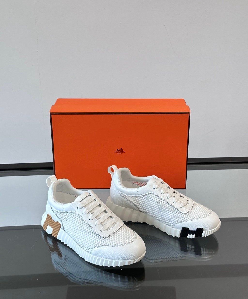 Hermes Bouncing Sneaker White Brown - Afbeelding 5
