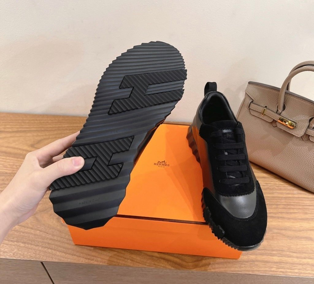 Hermes Bouncing Sneaker Black Leather - Afbeelding 4