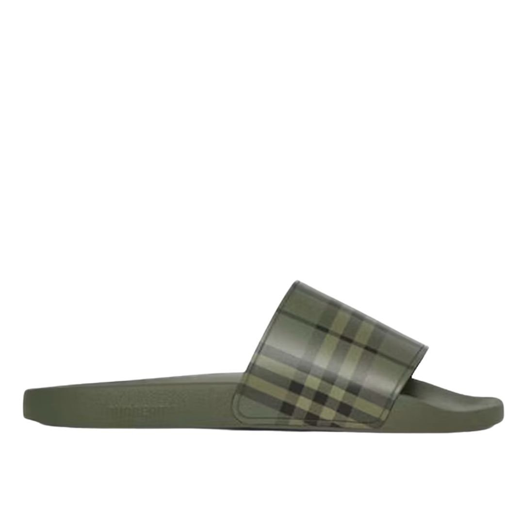 Burberry Embossed Logo Slides Military Green