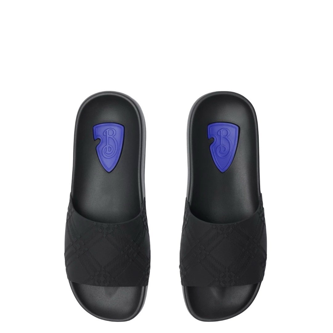Burberry Embossed Check Dive Slides Black
