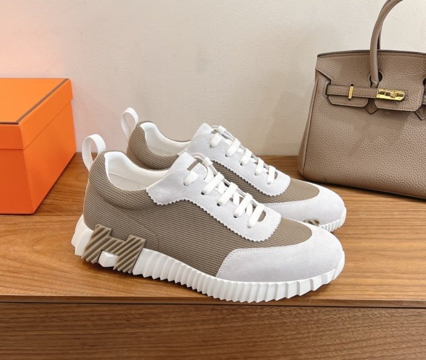 Hermes Bouncing Sneaker White Brown/Beige - Afbeelding 2