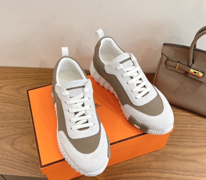 Hermes Bouncing Sneaker White Brown/Beige - Afbeelding 3