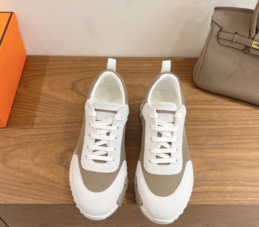 Hermes Bouncing Sneaker White Brown/Beige - Afbeelding 4