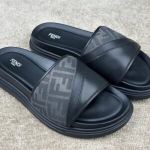 Alternative view of Fendi FF Diagnosal Slides In Grey/Black