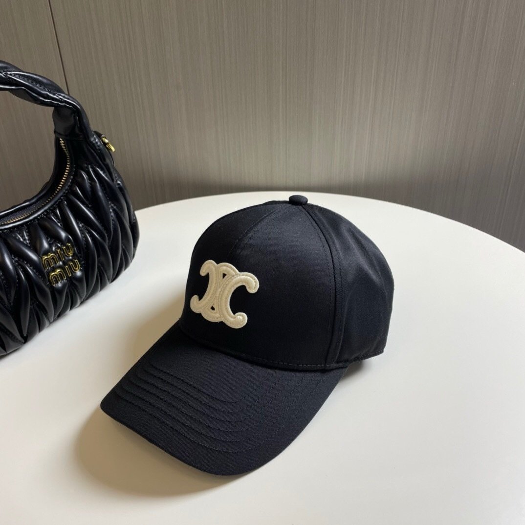 Celine Black Baseball Cap Triomphe - Afbeelding 2