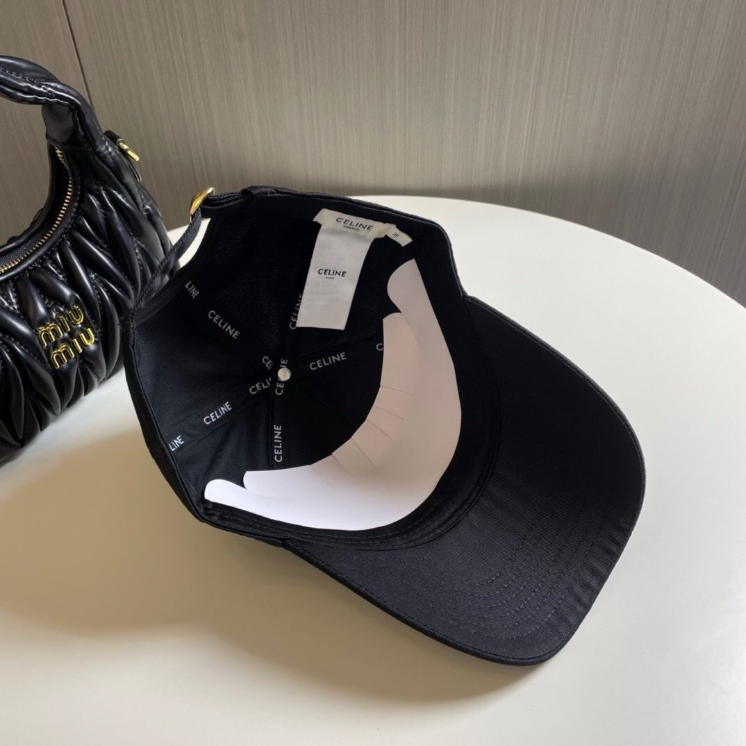 Celine Black Baseball Cap Triomphe - Afbeelding 4