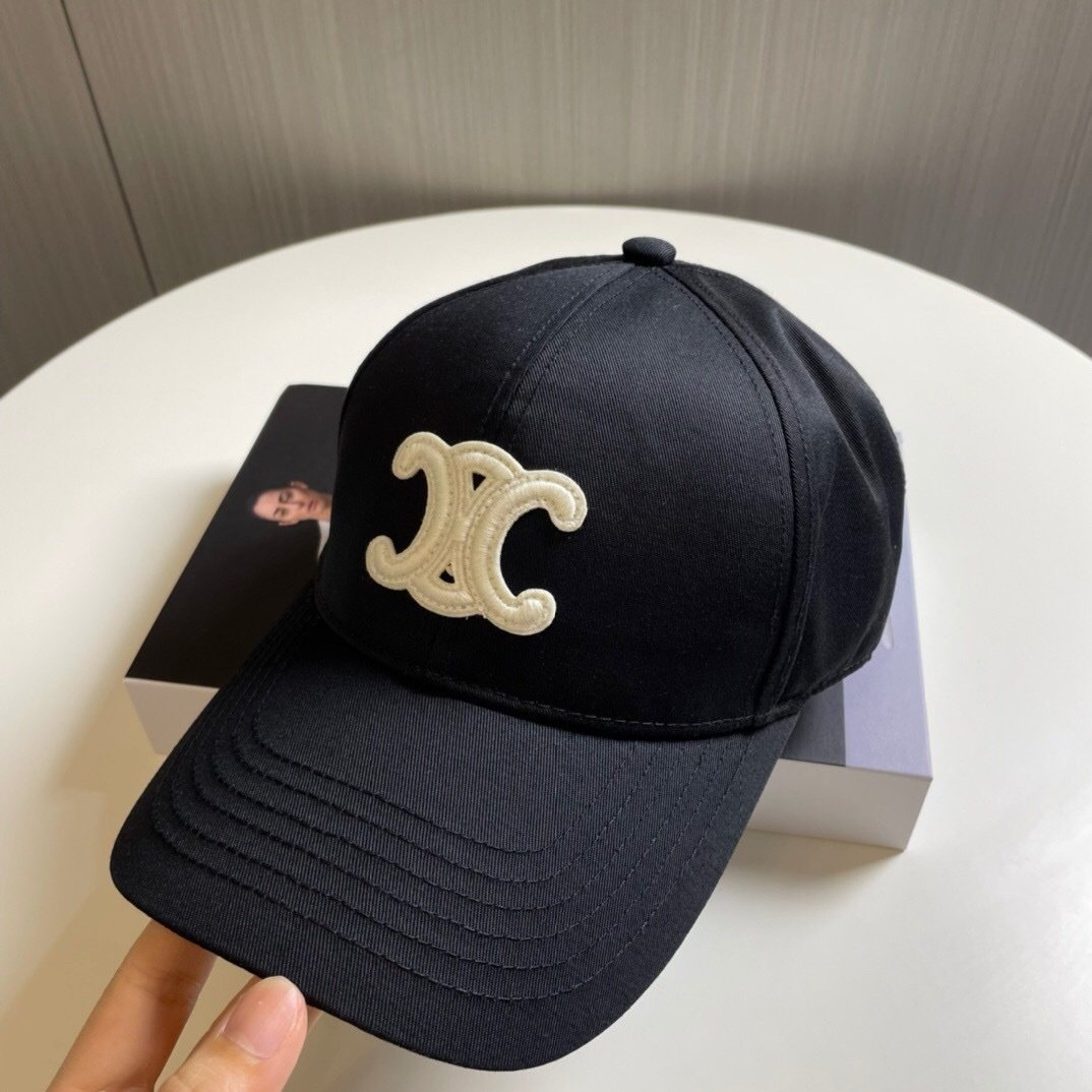 Celine Black Baseball Cap Triomphe - Afbeelding 6