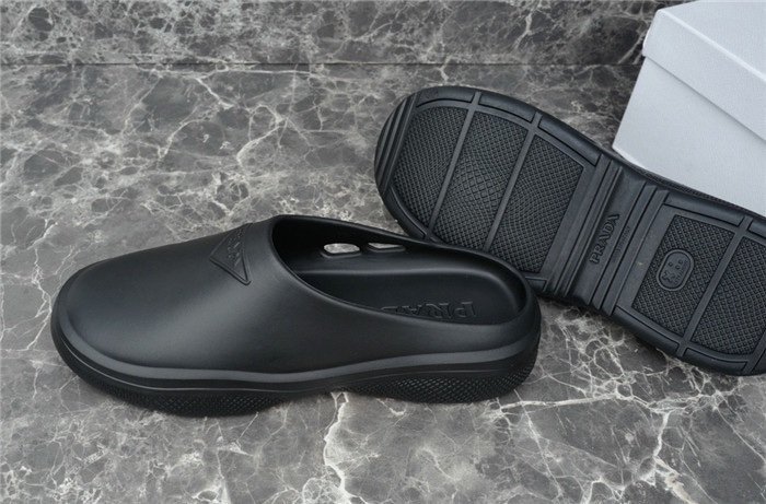 Prada Foam Rubber Mules Slides Black - Afbeelding 2
