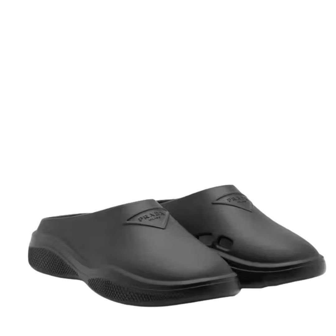 Prada Foam Rubber Mules Slides Black
