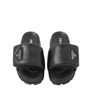 Prada Soft Padded Black Leather Slippers