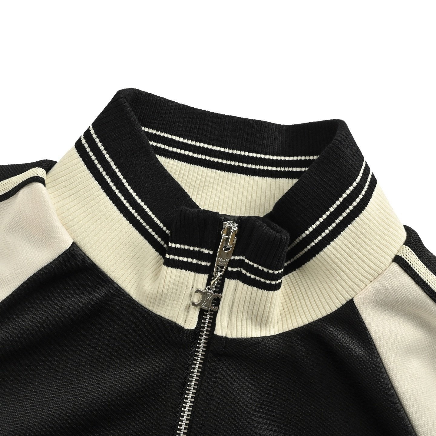 Celine Triomphe Track Jacket Black Cream - Afbeelding 4