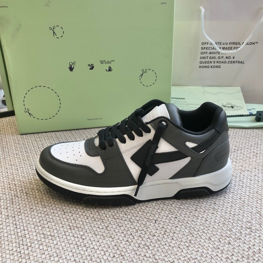 Off-White Out Of Office Low Top Dark Grey/Black and White - Afbeelding 4