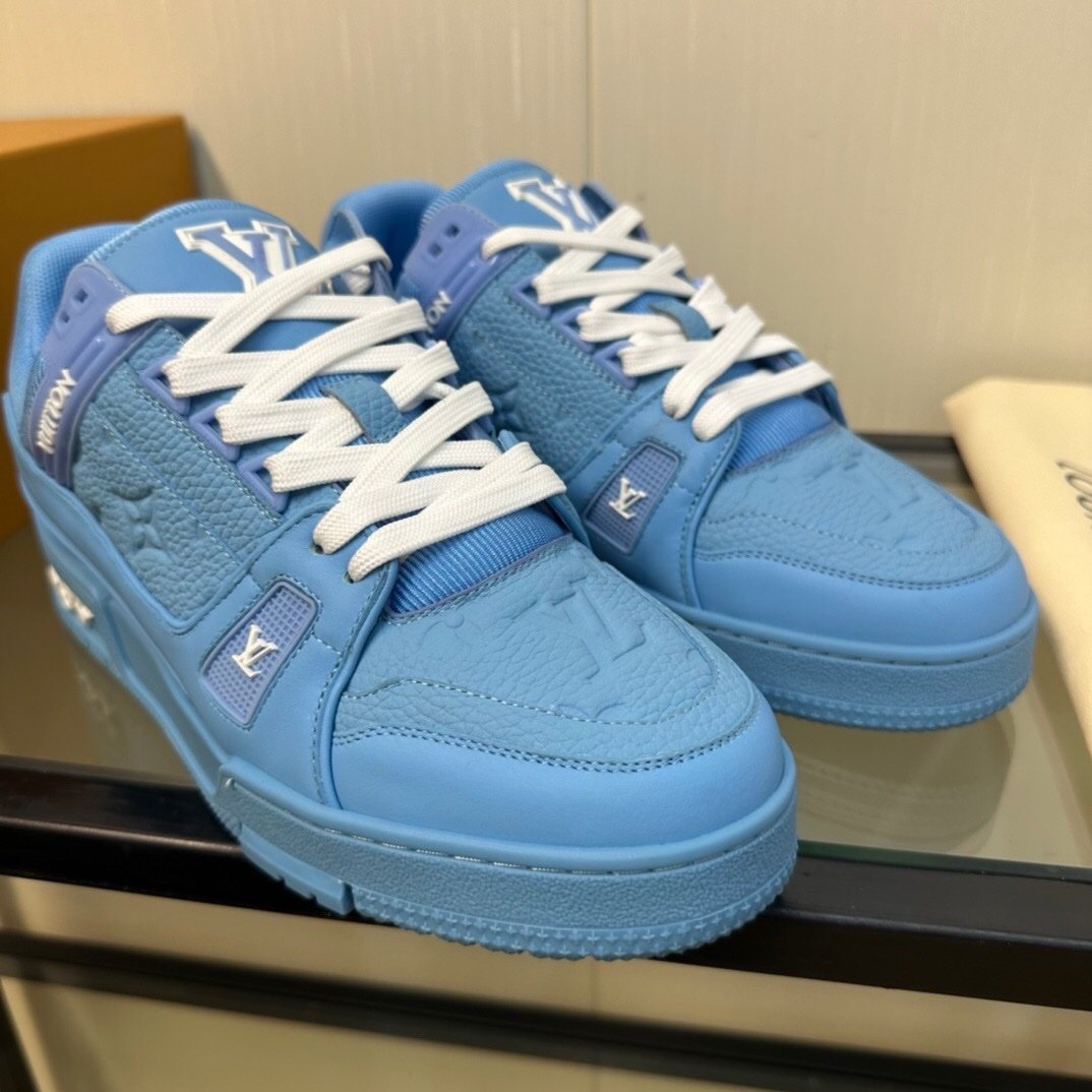 Louis Vuitton Trainer Blue Embossed Monogram - Afbeelding 4