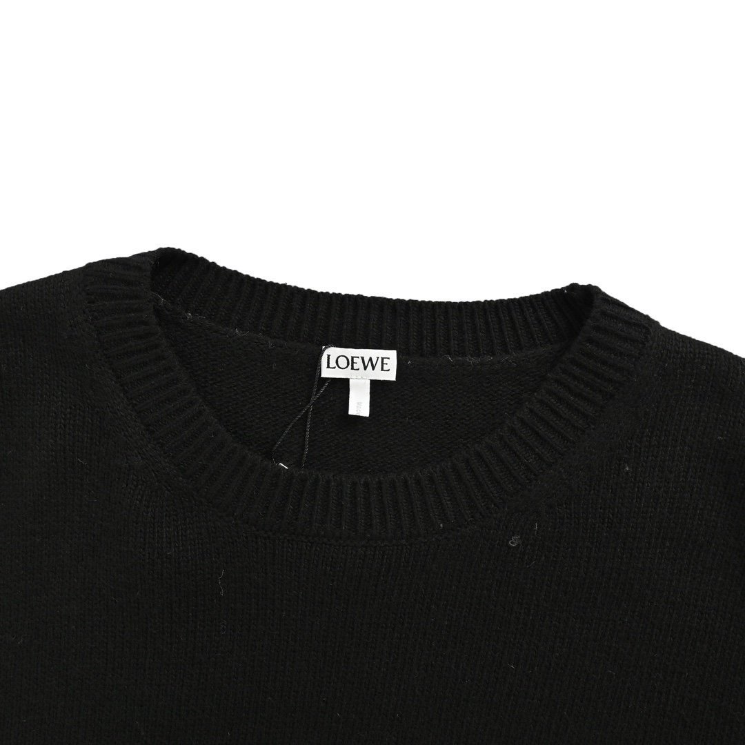 Loewe Anagram Logo Embroidered Wool Sweater In Black - Afbeelding 4