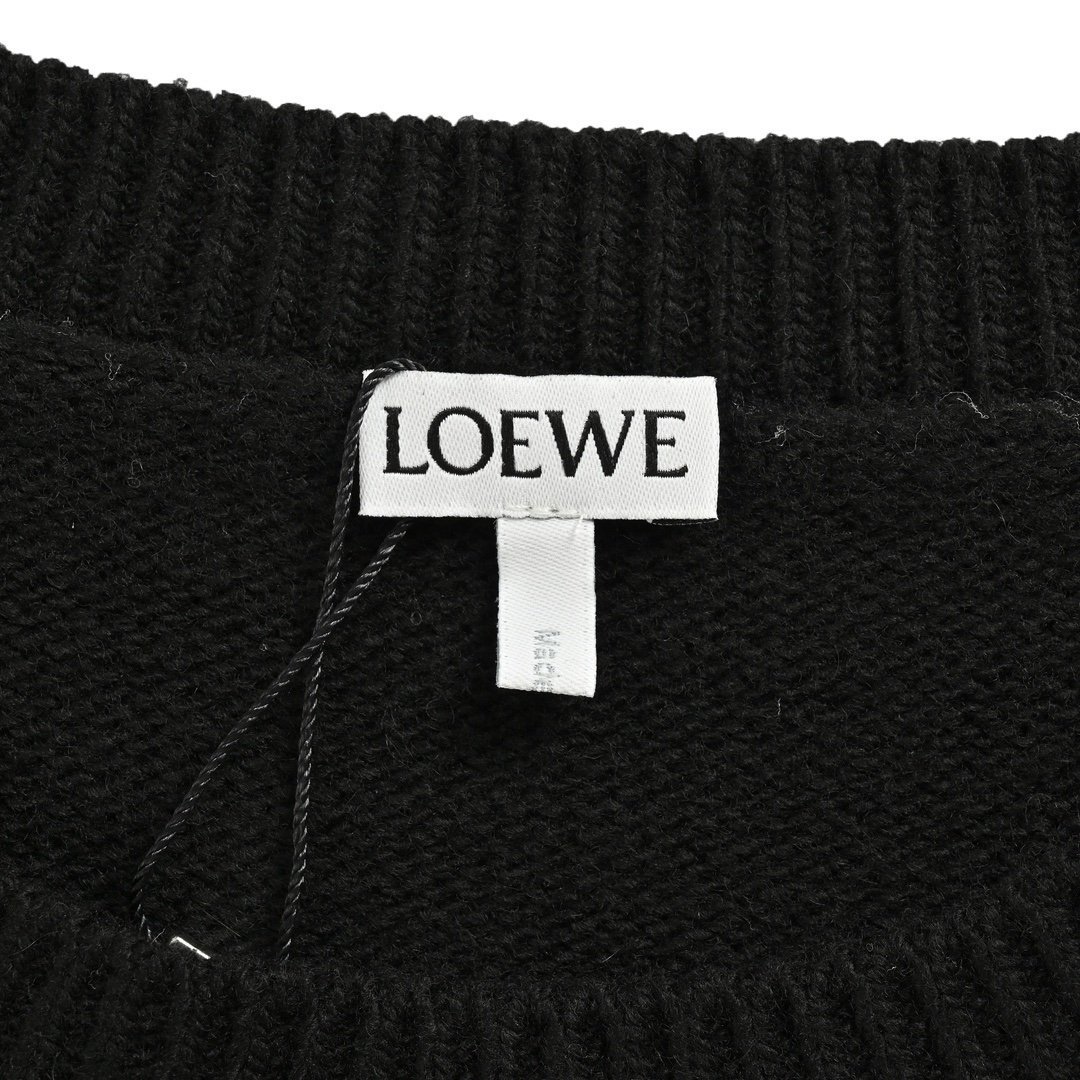 Loewe Anagram Logo Embroidered Wool Sweater In Black - Afbeelding 6