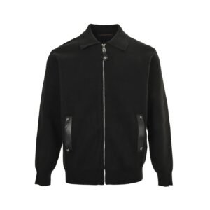 Louis Vuitton Knit Blouson With Leather Details In Black