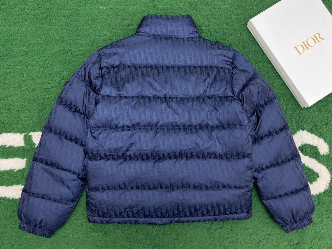 Dior Oblique Down Jacket Navy Blue Technical Jacquard - Afbeelding 3