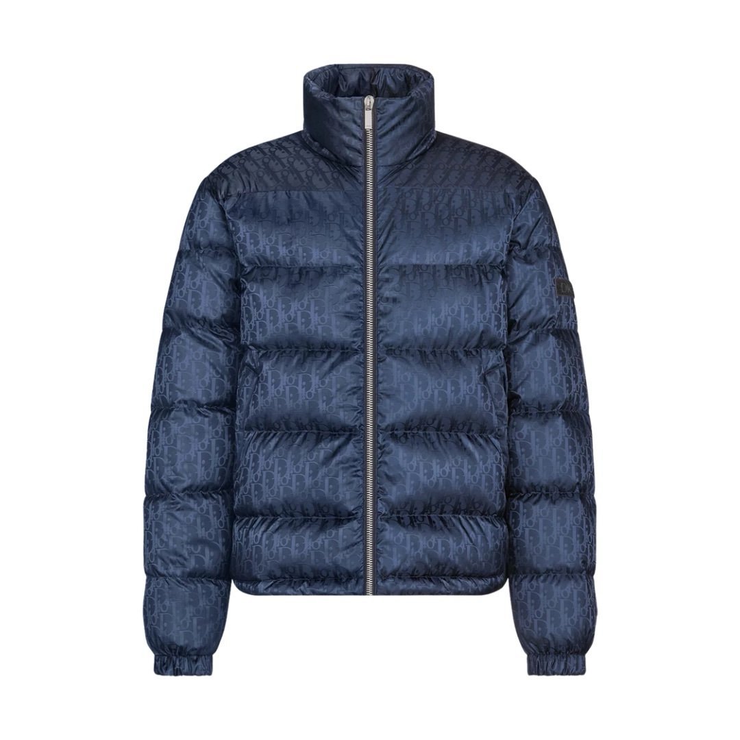 Dior Oblique Down Jacket Navy Blue Technical Jacquard