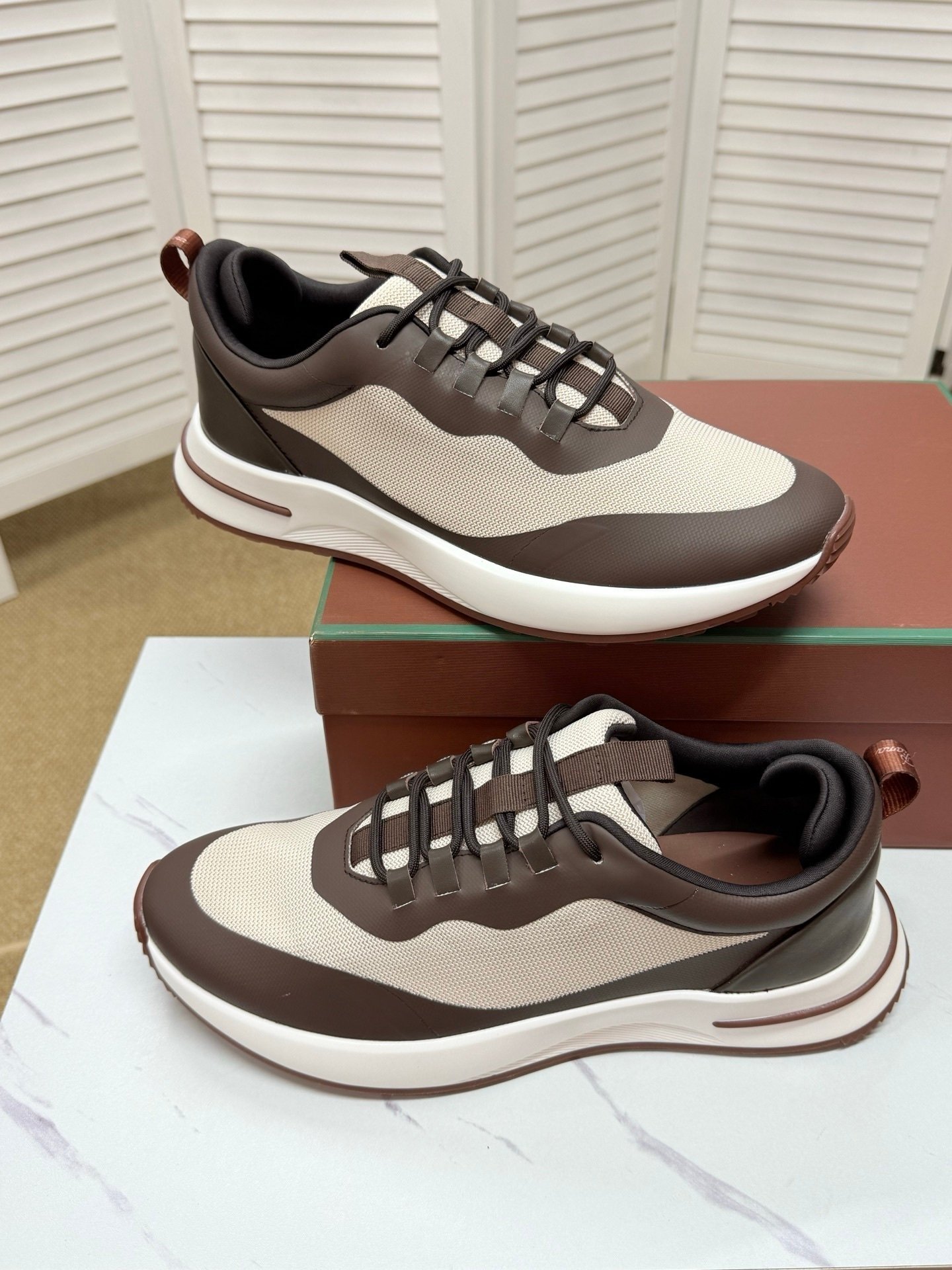 Loro Piana Weekend Walk Technical Mesh Brown/Beige - Afbeelding 4