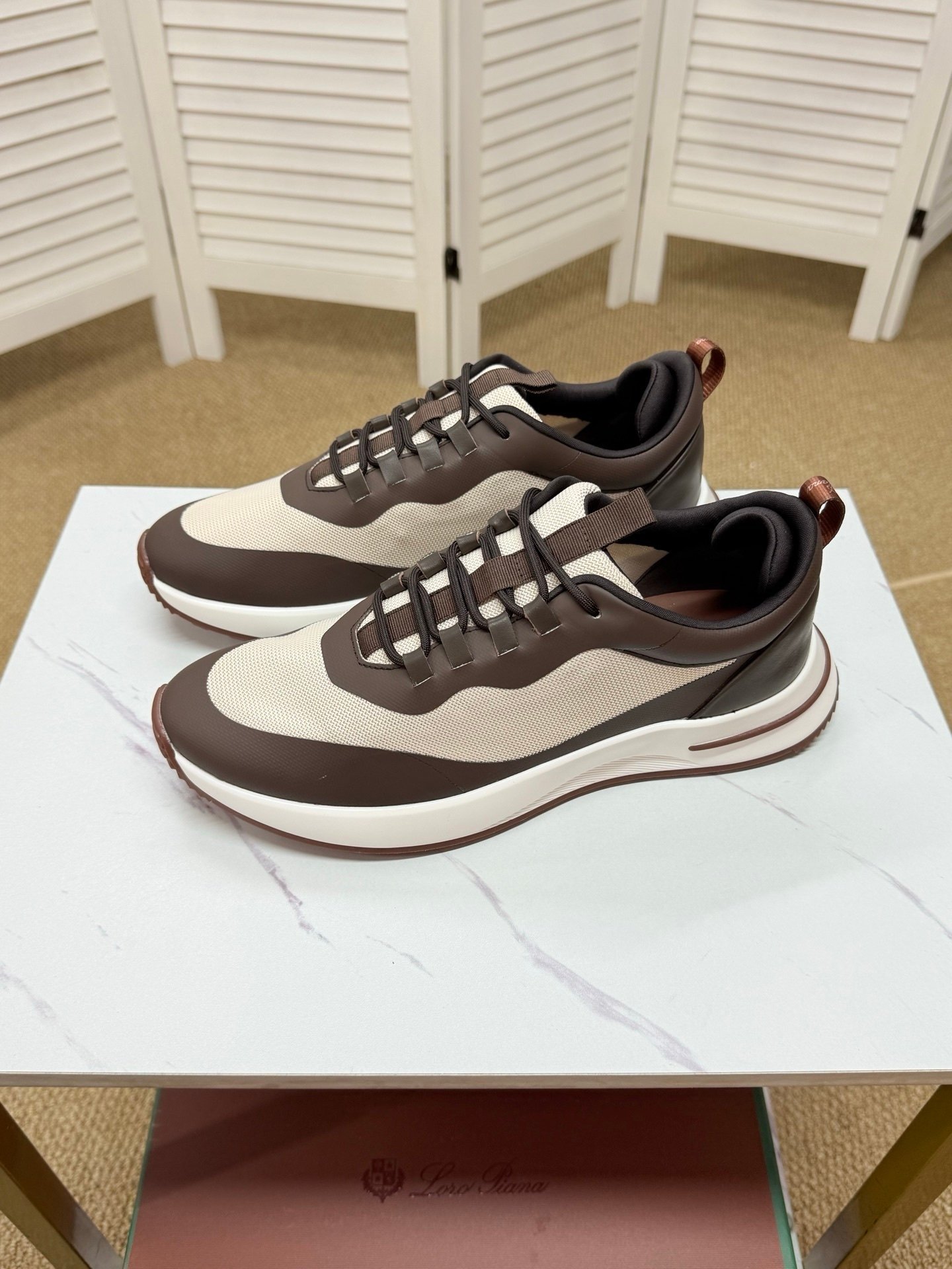 Loro Piana Weekend Walk Technical Mesh Brown/Beige - Afbeelding 5