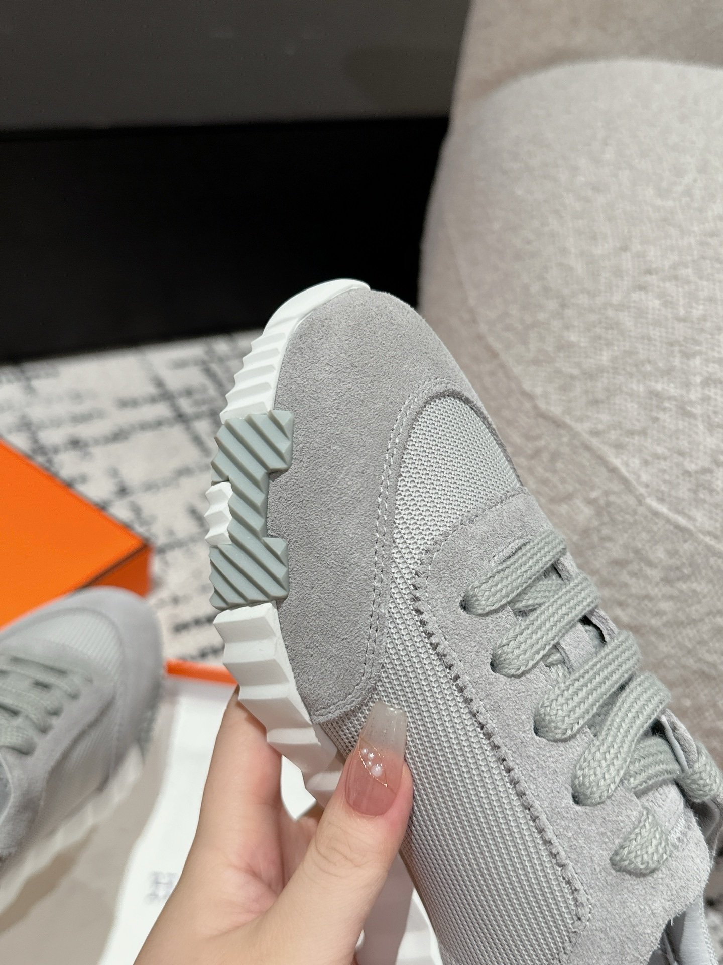 Hermes Bouncing Sneaker Grey White Blue - Afbeelding 7