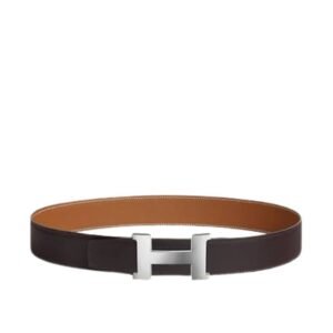 Hermes H Belt Buckle & Reversible Leather Strap Black/Brown