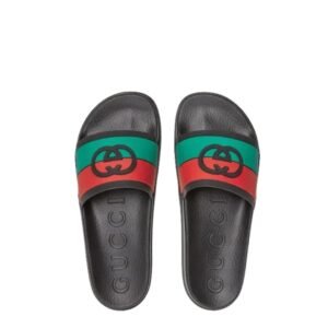 Gucci Interlocking G Green/Red Black Slides