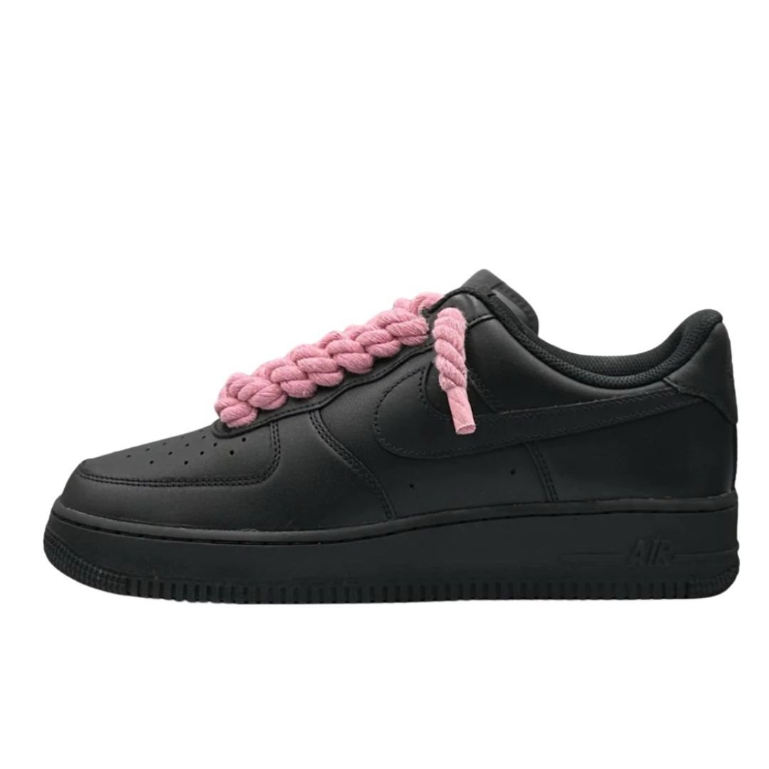 Nike Air Force 1 Black Pink Rope Laces