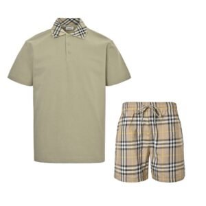 Burberry Cotton Polo 2-Piece Set In Light Green