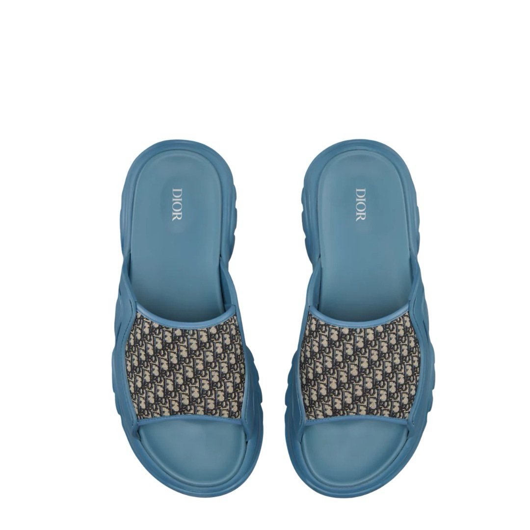 Dior Men’s H-Town Blue Rubber Oblique Slide